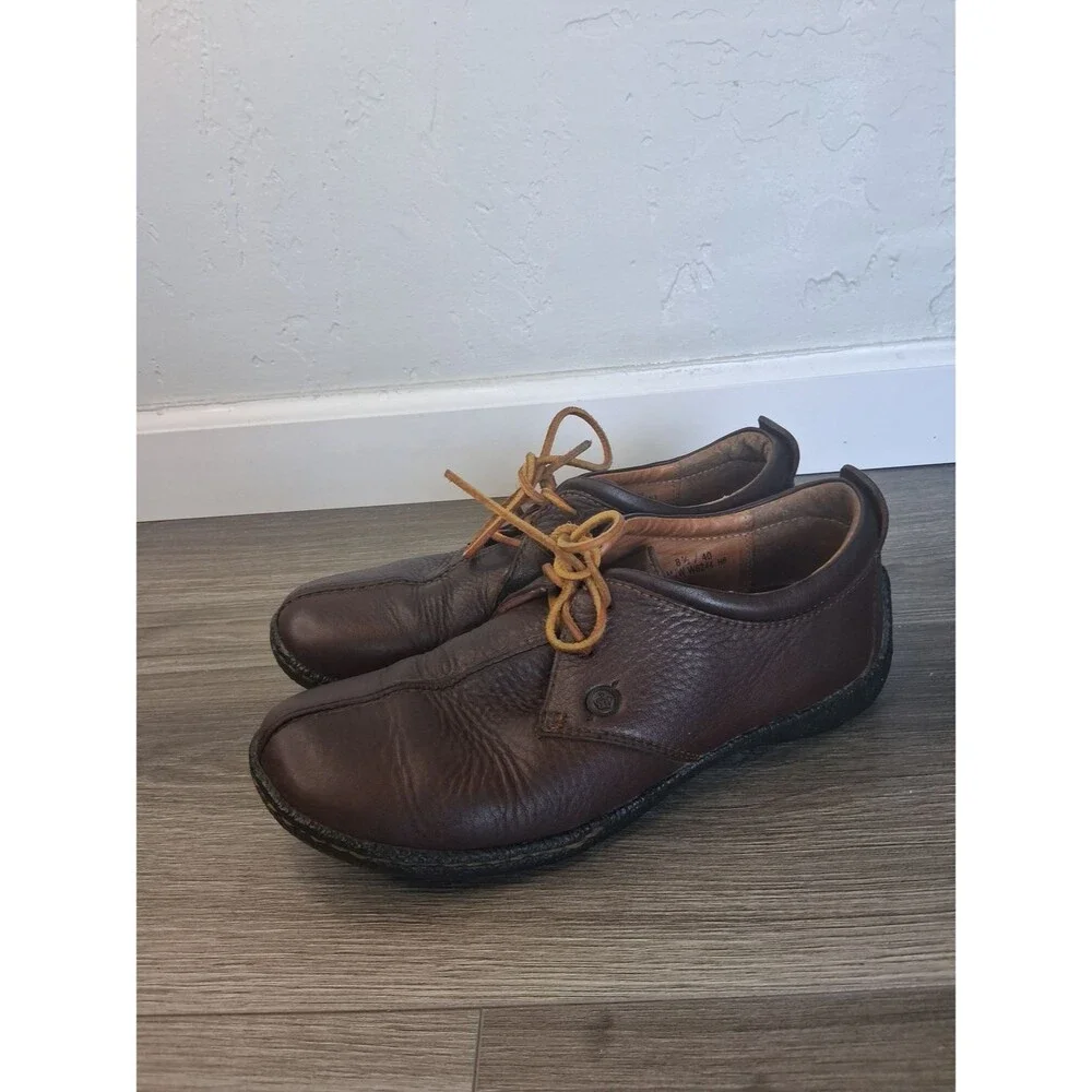 Born Women's Brown Leather Oxford Comfort Shoes Size 8.5 US 40 Handcrafted Lace